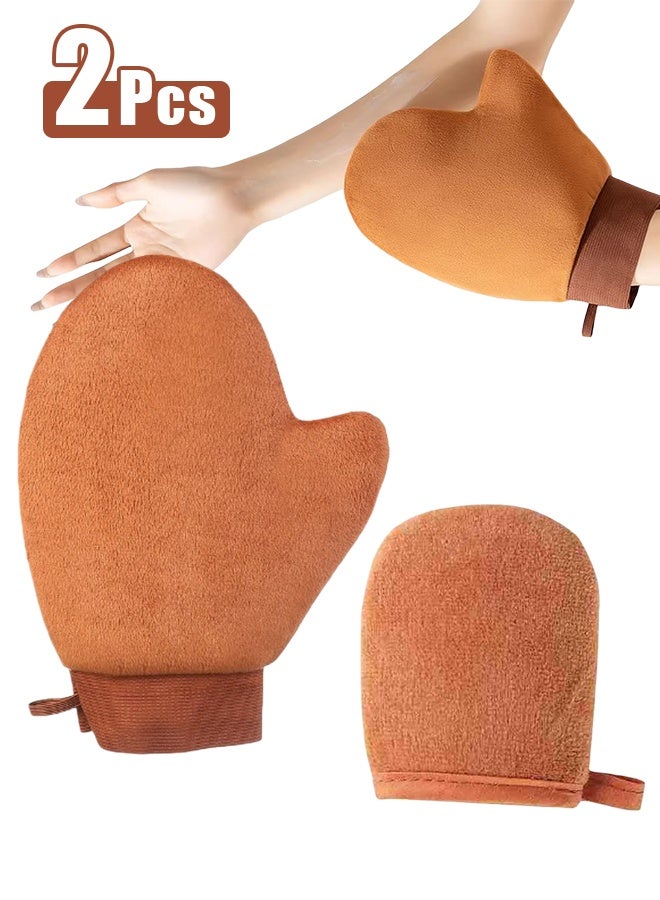 2 PCS Self Tanning Mitt Applicator,Soft Flocking Exterior for Streak-Free Application, Waterproof Liner, Elastic Cuff Hanging Loop,Body Lotion Applicator Gloves For Sunscreen, Tanning Oil - Image 1